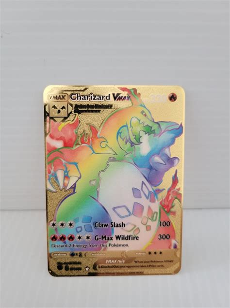 Charizard Vmax 074073 Rainbow Hyper Rare Custom Gold Metal Etsy