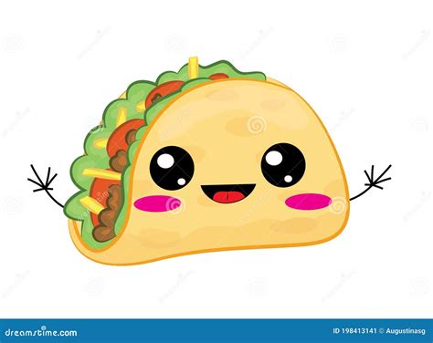 Cute Taco Cartoon Illustration Vector Icon Concept Premium Vector Food