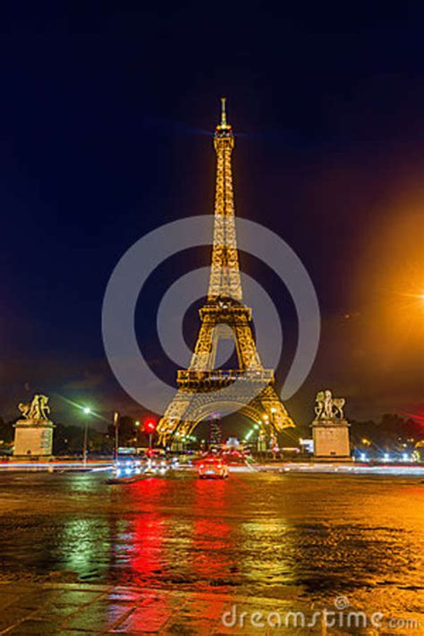 Eiffel Tower With Light Performance In Paris Editorial