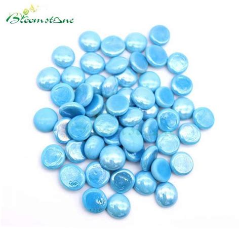 17 19mm Solid Aqua Blue Flat Glass Gems Bloomstone