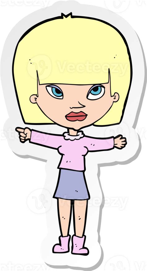 Sticker Of A Cartoon Woman Pointing 36483891 Png