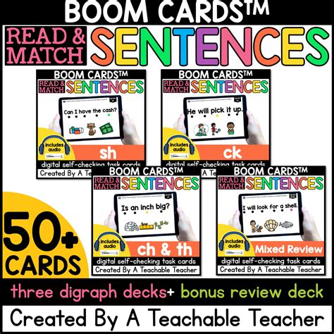 digraphs sentence read and match boom cards™ a teachable teacher