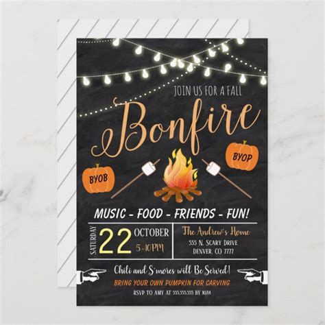 Fall Harvest Bonfire Invitation Zazzle