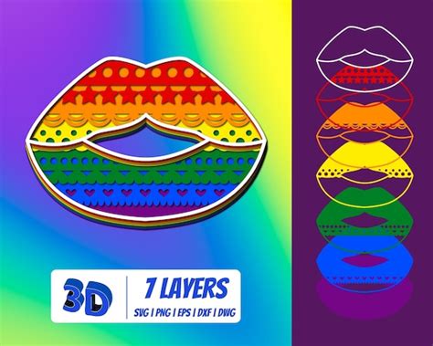 3d Lesbian Lips Svg Layered Svg Cut Files Instant Download Etsy