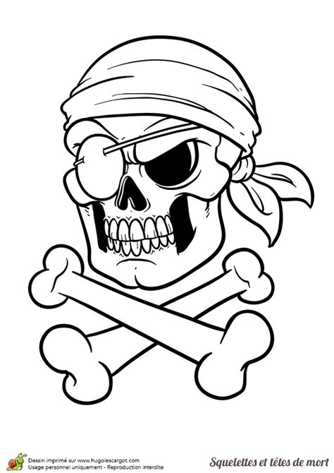 Coloriage Dune Tête De Mort De Pirate Avec Un Bandeau Sur Lœil Droit