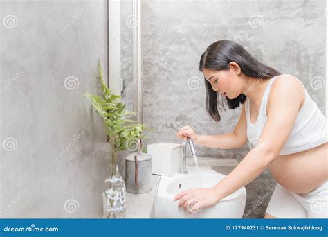 Pregnant Woman Suffering With Nausea Stock Image Image Of Health