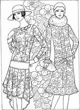 Coloring Pages Fashion Historical Adults Flapper sketch template