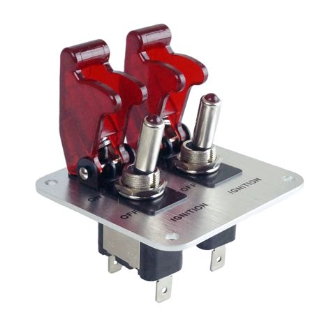 2 Row Safety Cover Aircraft 12v Toggle Switch With Indicator Led Light