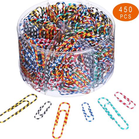 Amazon Com Paper Clips Pieces Colorful Striped Paperclips Medium Mm And Jumbo Sizes
