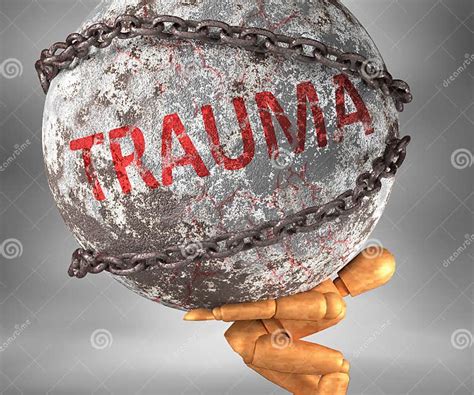 Trauma And Hardship In Life Pictured By Word Trauma As A Heavy Weight