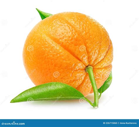 One Whole Orange With Leaf Isolated On White Background Stock Image