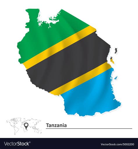 Map Of Tanzania With Flag Royalty Free Vector Image