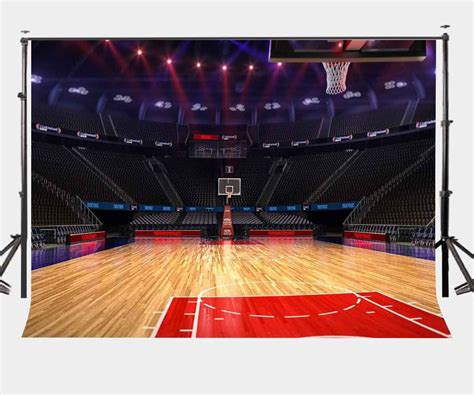 ABPHOTO Polyester 7x5ft Bright Indoor Basketball Court Backdrop Empty ...