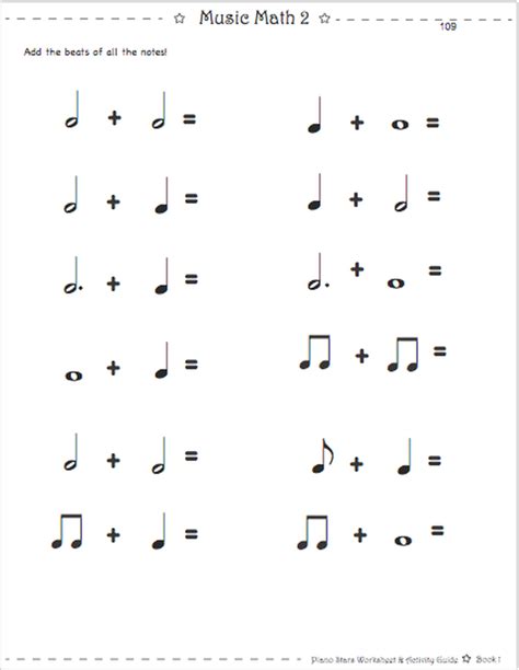 Rhythm Math Music Worksheet