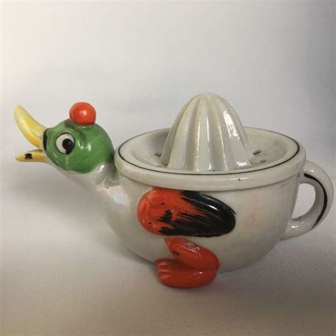Vintage Miniature Child S Duck Reamer Juicer Ceramic Lusterware Made In