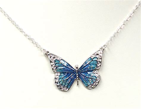 Blue Sparkle Butterfly Pendant Necklace Whimsy T Shop