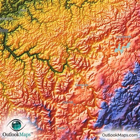 West Virginia Map Colorful Hills Mountains And Topography