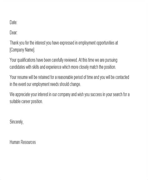 9 Job Application Rejection Letters Templates For The Applicants 9