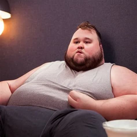 An Fat Guy Wearing A Tank Top Sitting On A Couch And Stable Diffusion