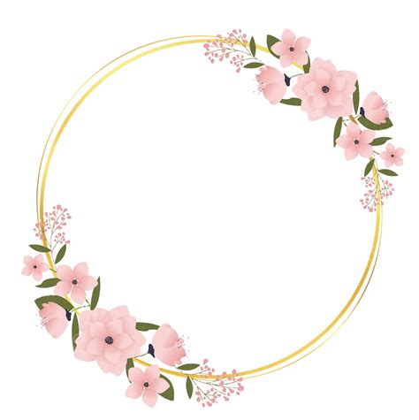 Circle Frame Pink Watercolor Flower Vector Circle Pink Watercolor