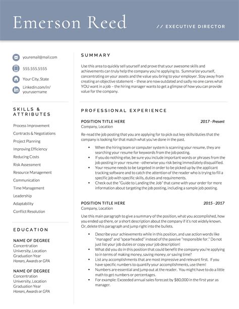 This Professional Resume Template Comes In 1 2 And 3 Page Versions And
