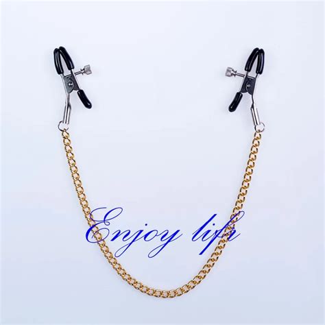 novelty nipple clamps with golden metal chain shaking stimulate papilla clip female breast clip