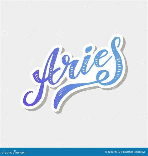 Aries Lettering Calligraphy Brush Text Horoscope Zodiac Sign Stock