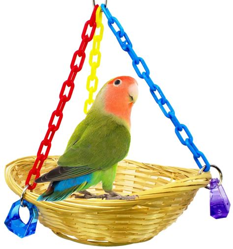 New Parrot Toy Bird Flower Basket Nest Swing Suspension Bridge Toys For