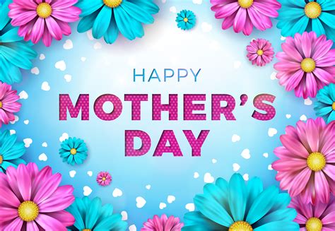 Happy Mothers Day Greeting Card Design With Flower And Typographic