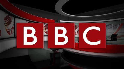 The Bbc Logo Is Shown In Front Of A Black And White Background With Red Letters