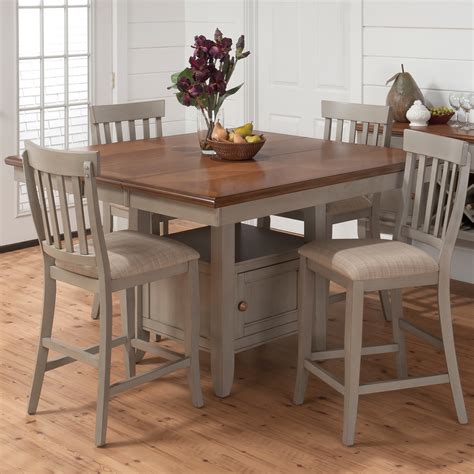 The armless chairs are ergonomically designed with curved. Jofran Pottersville 5-Piece Counter Height Storage Dining ...