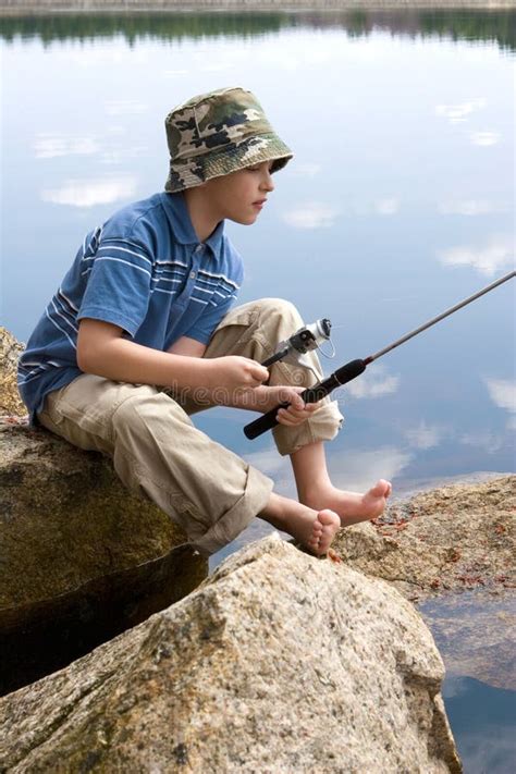 Boy Fishing Stock Image Image Of Water Sitting Dock 10115259