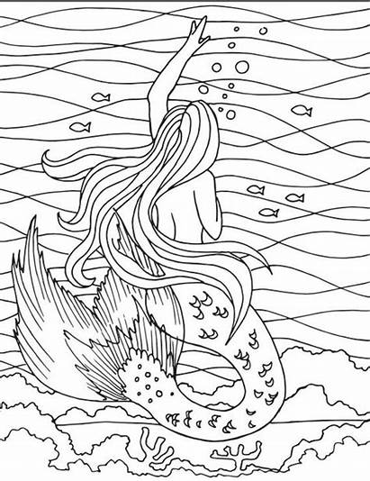 Mermaid Coloring Embroidery Pages Adult Mermaids Pattern