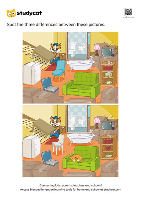 Furniture Spot The Difference Worksheet Printable Pdf