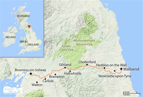 Hadrians Wall Map Route
