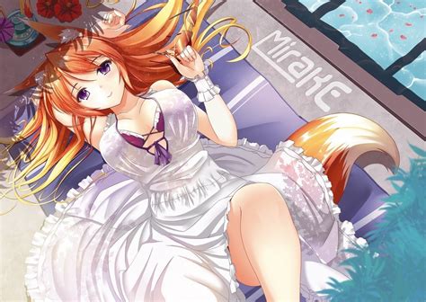 Anime Girls Fox Girl White Dress Dress Wallpapers Hd