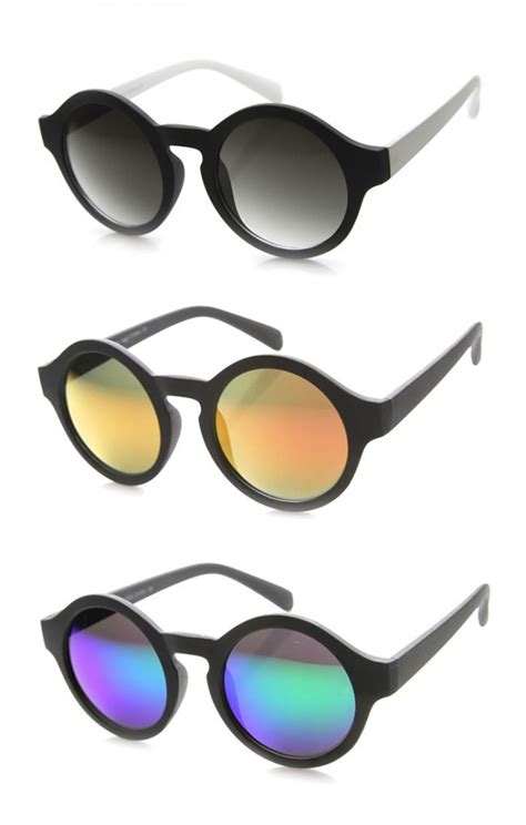 Womens Round Sunglasses With Uv400 Protected Mirrored Lens