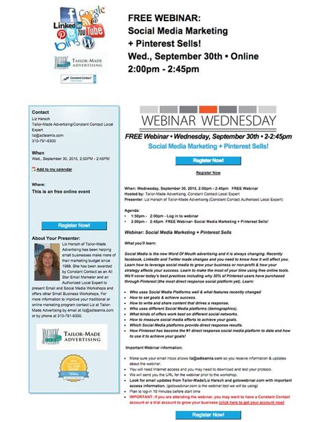 Register For Webinarwednesday On 930 And Learn About Social Media