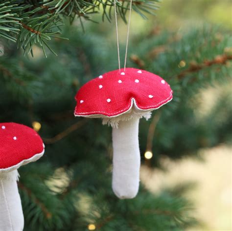Amanita Muscaria Mushroom Ornaments Set For Christmas Tree Etsy