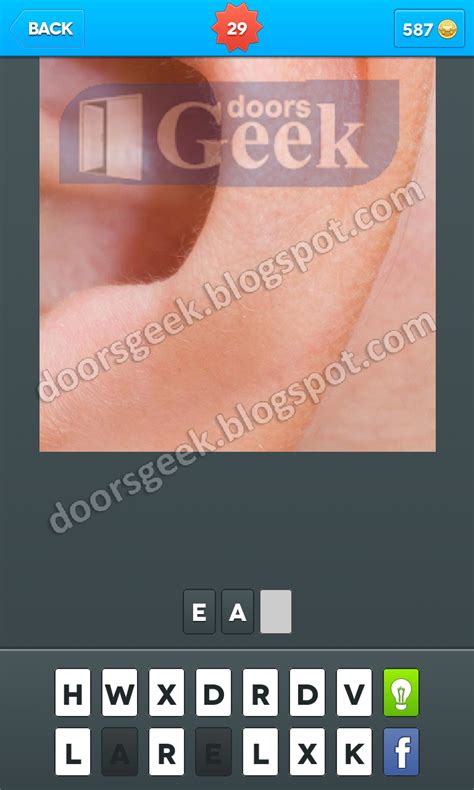 Zoomed In Photo Word Game Level 29 ~ Doors Geek