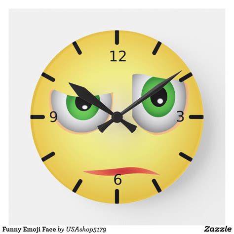 Funny Emoji Face Round Clock Surprised Emoji Emoji Accessories