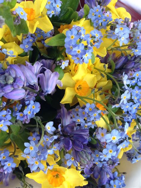 Spring Bouquet Wedding Bride Forget Me Nots Daffodils Bluebells