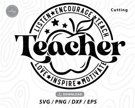 Teacher Appreciation Svg Teacher Svg Teach Love Inspire Etsy