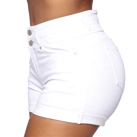 Summer White Denim Shorts 2023 Women Fashion Double Button High Waist Black Jean Shorts Woman