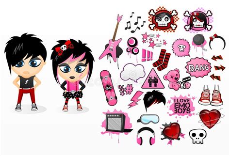 Emo Stickers Pack Stock Illustrations 4 Emo Stickers Pack Stock