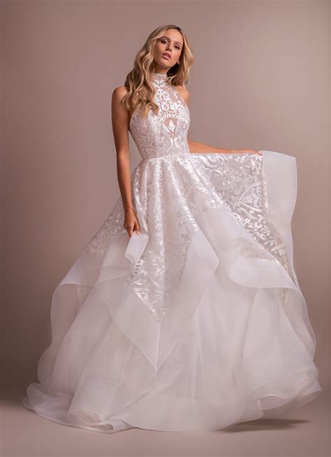 This dress is available in straight to plus. Blush Ball Gown High Neck Wedding Dress | Kleinfeld Bridal