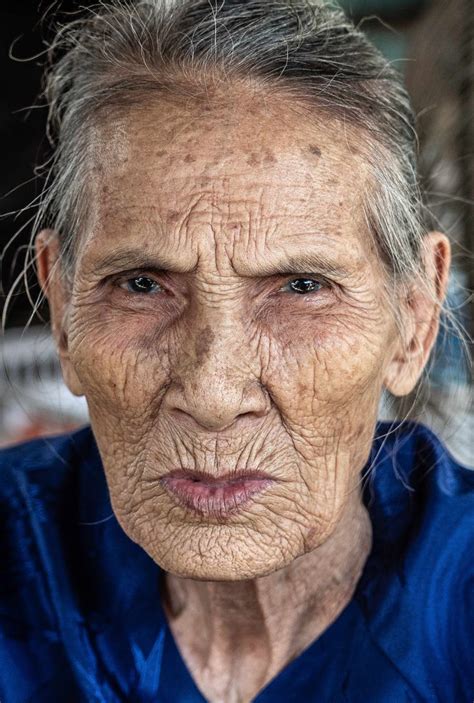 Wrinkled Face Of An Old Woman In Vietnam Hoian Age Eyes Hardlife