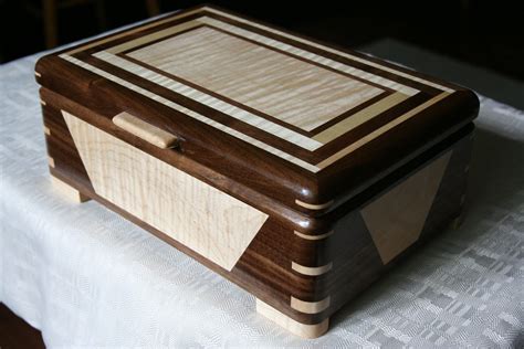 Signature Series Wooden Jewelry Box Figured Maple And Walnut Etsy