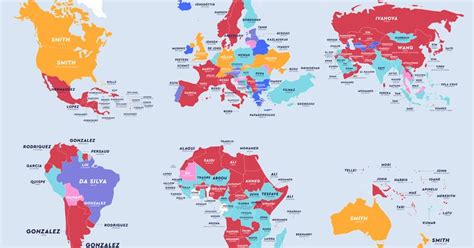 Map Reveals The Most Common Surnames In Every Country In 2020 Map