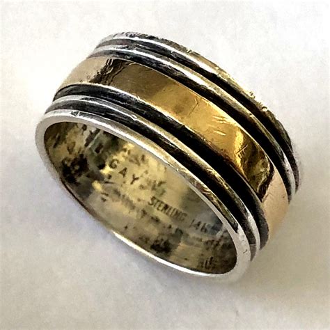 Herbert Begay Navajo Ring Sterling Silver 925 14K Gold Wedding Band